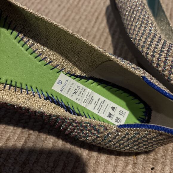 Rothy’s The Point Flats Gold Pink Turquoise Multi Metallic Size 7.5 RETIRED - Picture 7 of 8